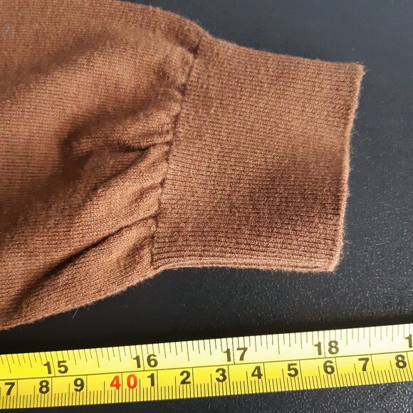 Massimo Dutti SZ M V-Neck Chestnut Brown Men's Cotton, Silk & Cashmere Sweater - Picture 12 of 15
